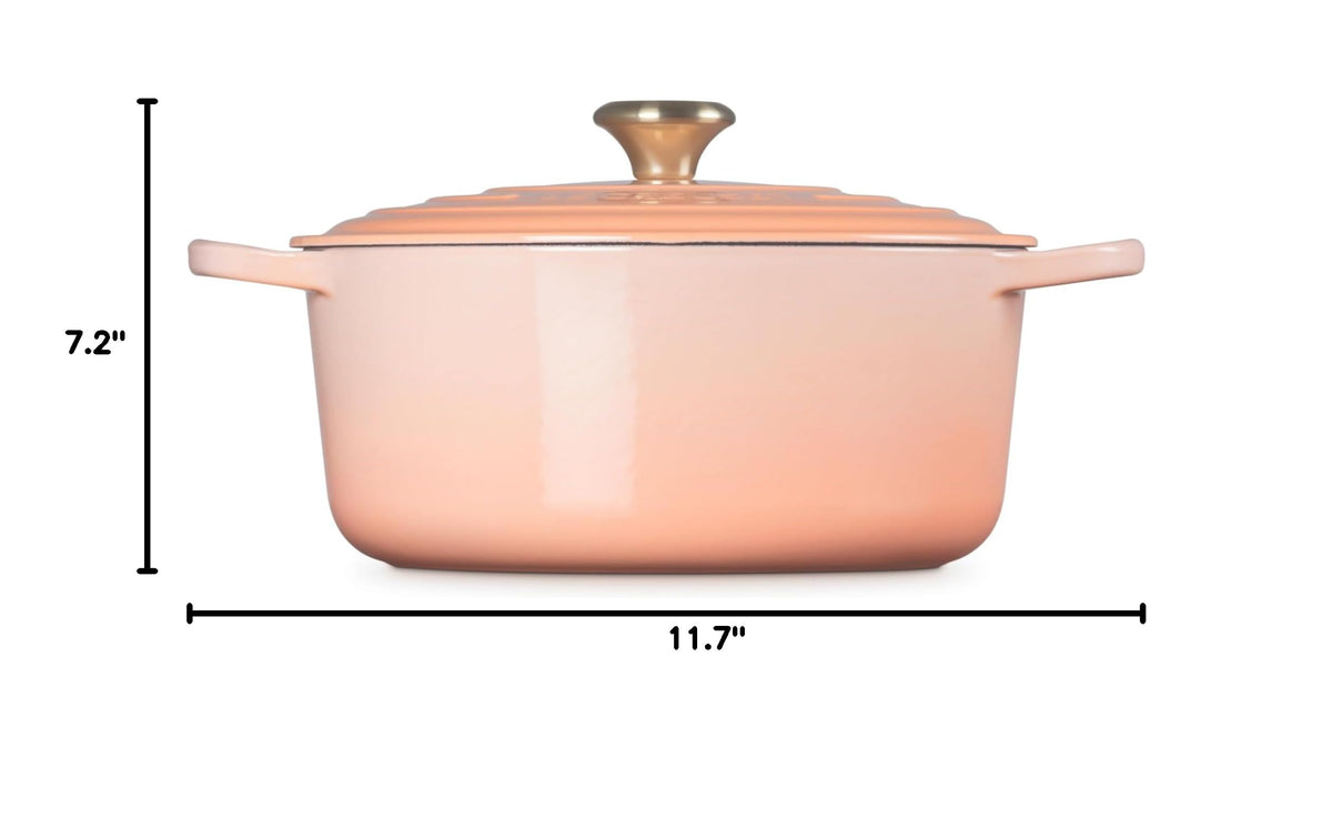 Enameled Cast Iron Round Dutch Oven (Peche / 7.25 Qt)