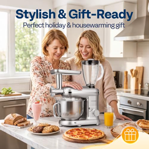 3-in-1 Stand Mixer, 6-Quart Tilt-Head Mixer, 10 Speeds, Silver (3-in-1 / Silver)