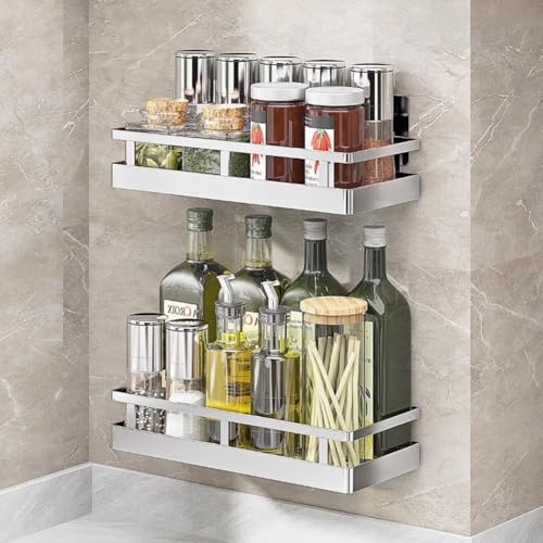 SUS304 Stainless steel Wall Mount Spice Rack Storage Basket