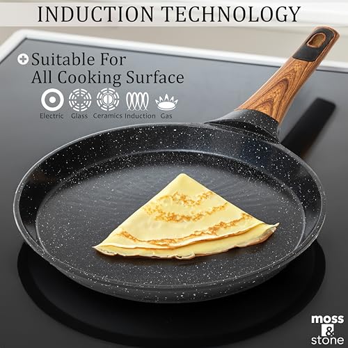 9.5 Inch Nonstick Crepe Pan with Spreader (Stove Crepe Pan / Stove Black)