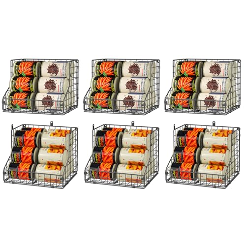 6 Pack Stackable Can Organizer for Pantry with Adjustable Dividers (S-(6 pack))