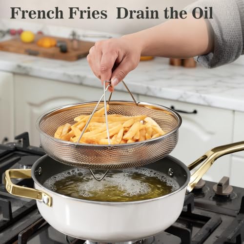 10-in-1 White Ceramic Nonstick Deep Saute Pan Set With Steamer & Lid, 4QT (White)