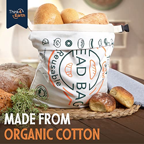 Reusable Organic Cotton Bread Bag for Homemade Loaves Large (Large - 2 Units)