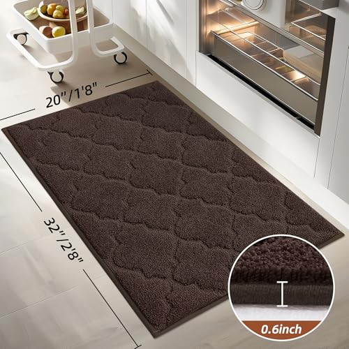 Kitchen Rugs Non Slip Washable 20"x32" (Brown / 20"X 32")