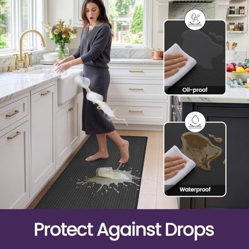 Kitchen Floor Mats Cushioned Anti Fatigue (2-black / 86"l X 23"w X 0.4"th)