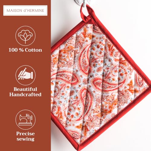 Pot Holders 100% Cotton Potholders (055 - Orient / 8" x 8" (Pot Holder Pack of 1))
