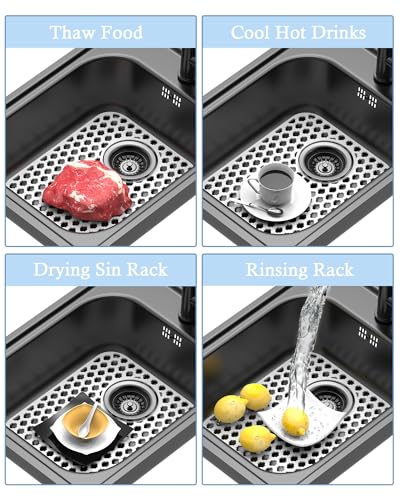 2 Pack Silicone Sink Protector Mat for Kitchen Sink Rear Drian White