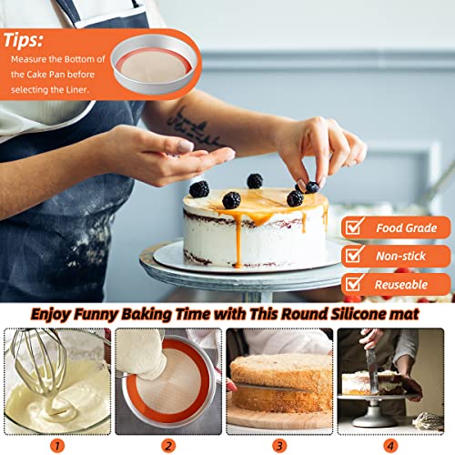 Round Silicone Baking Mats for 10 inch Cake Pan (Bright Orange / 10"L x 10"W)