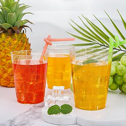 200 Pcs Gold Plastic Cups (Glitter-10oz-200)