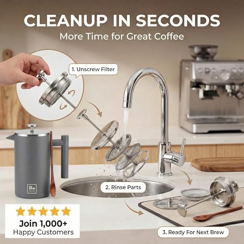 French Press Coffee Maker (Grey)