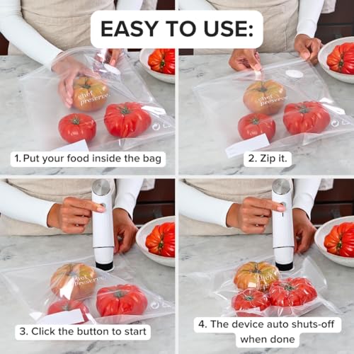 Compact Vacuum Sealer for Food (Vacuum Sealer + 3 Containers + 30 Bags)