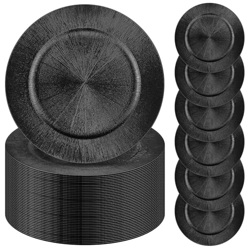 100 Pcs Charger Plates Bulk (Modern Style / Black)