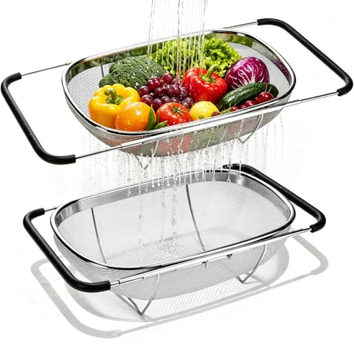 Over the Sink Colander (6-Quart Over the Sink Colander 2 PCS)