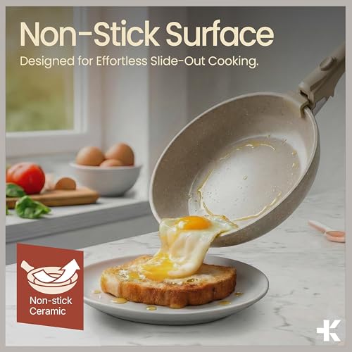 Bakken 17 Piece Ceramic Coated Aluminum Cookware Set (Off-White)