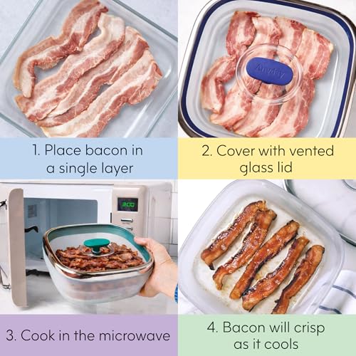 10 Cup Square Glass Food Storage (Blueberry)