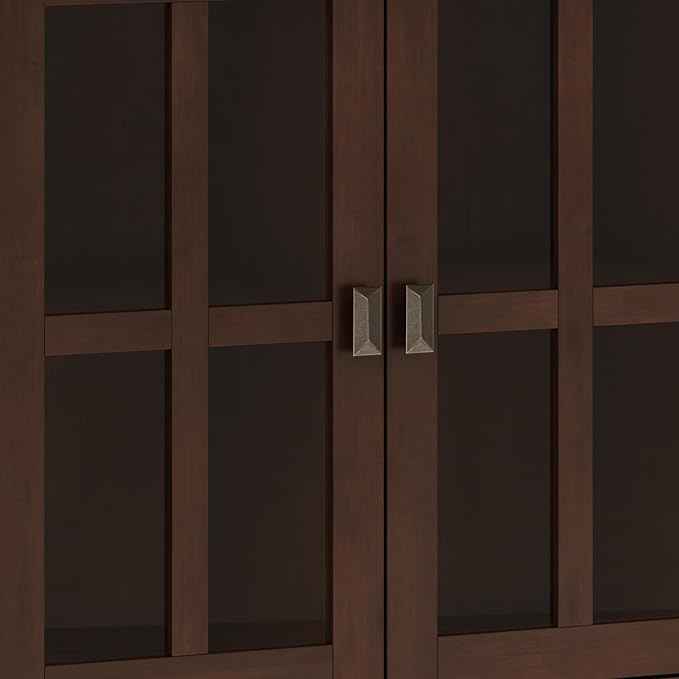 SIMPLIHOME Artisan SOLID WOOD 66 Inch Wide Contemporary Wide 4 Door Storage Cabinet in Russet Brown, For the Living Room, Entryway and Family Room