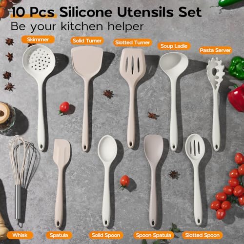 Kitchen Utensils Set (2 Mixed Color (Khaki/ White))