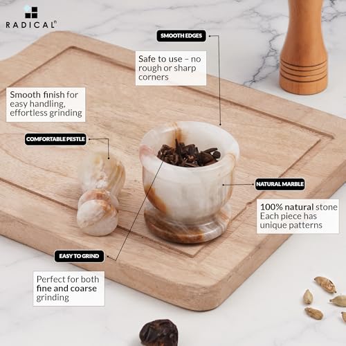 Marble Mortar and Pestle Set 2.5" Small Spice & Herb Grinder (White Onyx / 2.5" Inches)