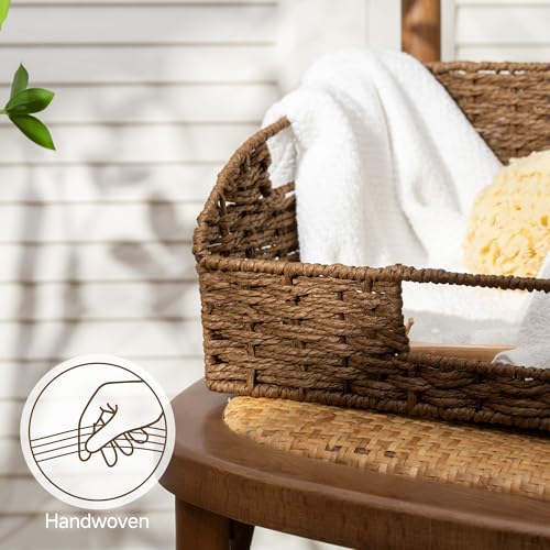 Pantry Baskets for Organizing (Dark Brown(Paper Rope) / 15¾"L x 11"W x 7½"H + 14¼"L x 9¾"W x 6¾"H)