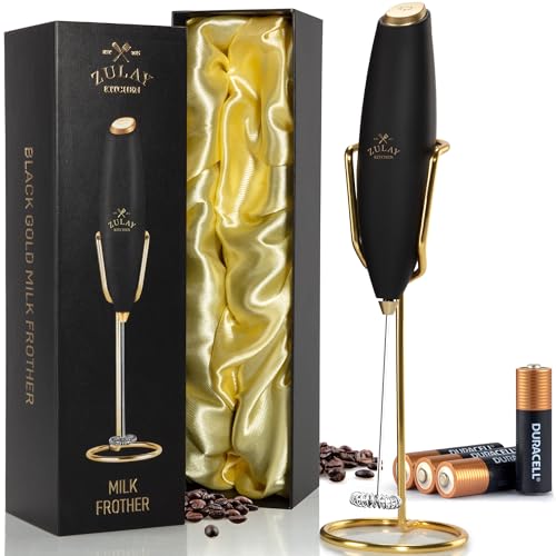 Powerful Milk Frother Wand With Duracell Batteries (Gift Box Black & Gold / Z1 Motor + Batteries)