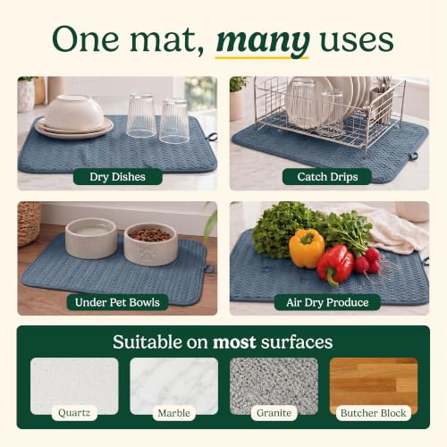 Cuisinart Dish Drying Mat for Kitchen Counter (Geostripe Medium Blue)