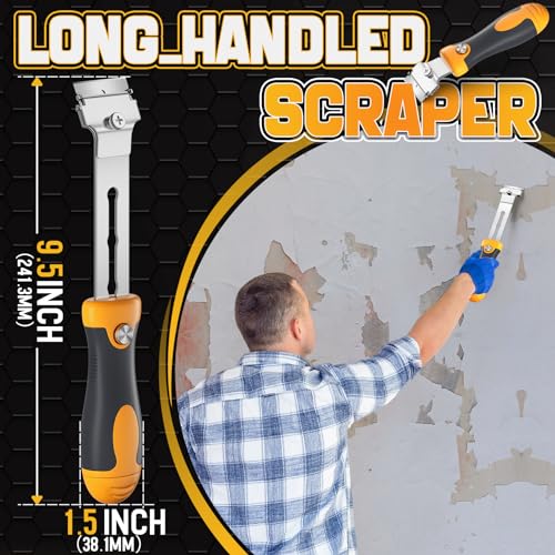 12 Pack Razor Blade Scraper (2 Pack Razor Scraper with 10PCS Blades / Yellow)
