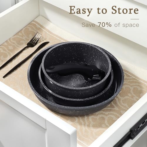 Ceramic Pots and Pans Set Non Stick (0802 / Dark Gray)