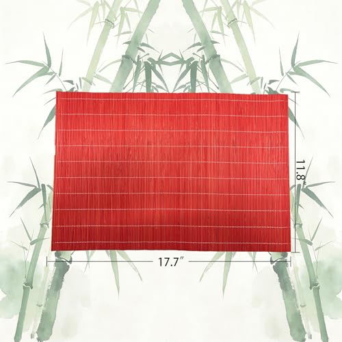 8 Pack 17.7x11.8 Bamboo Placemats (Tangerine Orange / Set of 8)