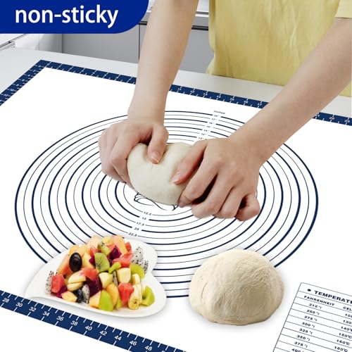 Pastry Dough Mat Silicone Baking Mats for Rolling Out Dough (Blue / 24"L x 32"W)
