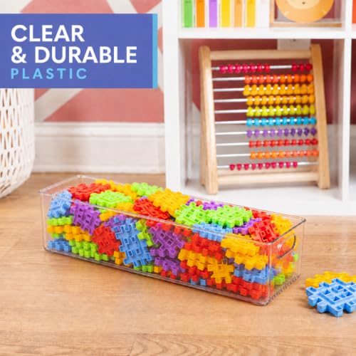 Plastic Food Storage 6 Pack Clear Container Bin with Handles for Organizing Kitchen (20x6x5)