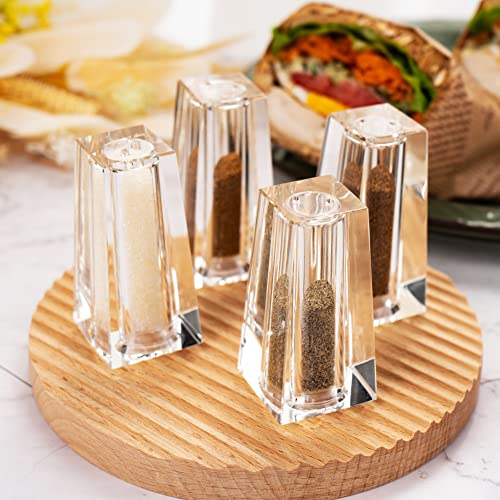 Salt and Pepper Shaker Set Spice Dispenser Refillable Design Cut Crystal Seasoning Shaker Kitchen Decor for Cooking Table (T-01)