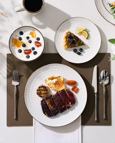 Eden Ceramic Plates and Bowls Sets (White Circle / Service for 8)