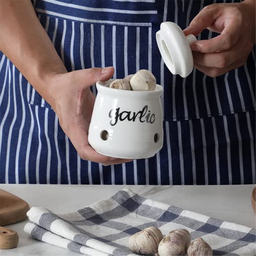 Garlic Keeper with Lid (White)
