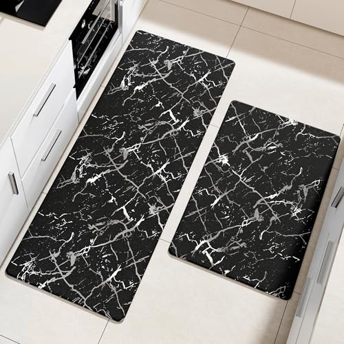 Silver Foil Stamped Marble Kitchen Mats (18.03 sq ft Count)