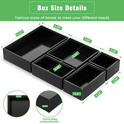 Black Bamboo Bathroom Drawer Organizer (Black)