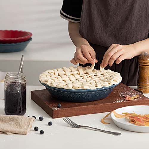 Pie Pan 9 Inch Ceramic Pie Dish (Grayish Blue)