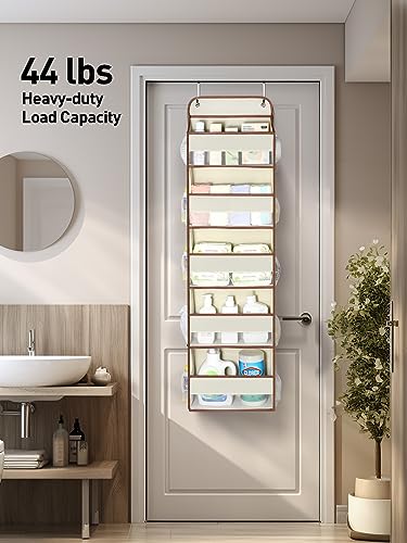 1 Pc 5 Tier Over the Door Organizer with 15 Pockets (Beige / 5 Tier)