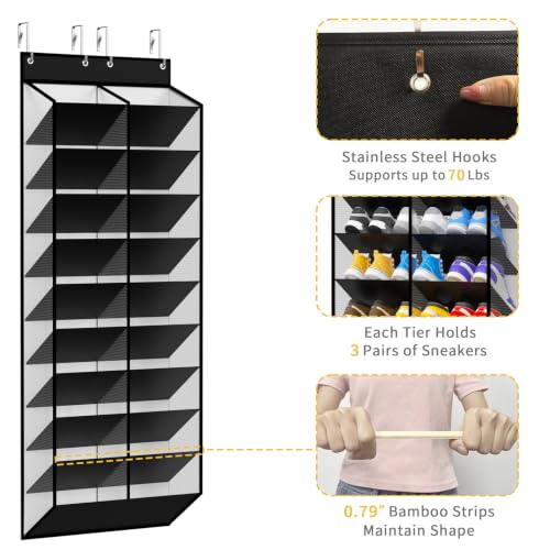 Over the Door Shoe Organizer (Piano White-1 Pack of 20 Pockets)