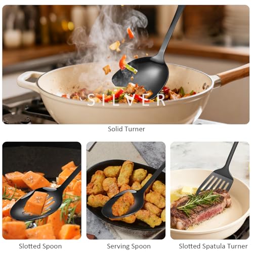 304 Stainless Steel Cooking Utensils Set (Black)