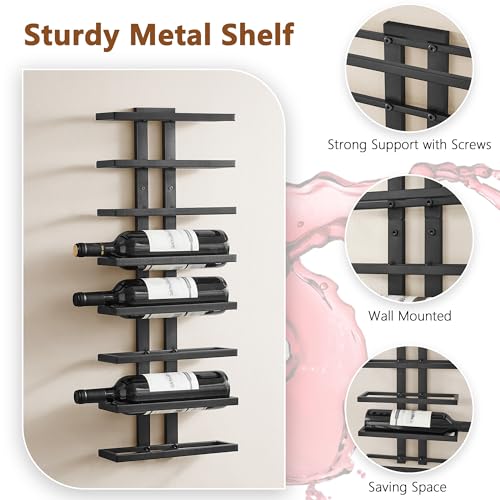 3 Set 8 Tier Wall Mount Wine Rack (24 Count)