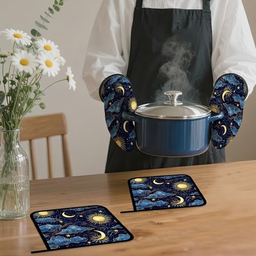 Starry Night Oven Mitts and Pot Holders Set (4 Count)