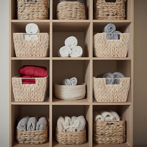 Set of 4 Water Hyacinth Storage Baskets with Handles (Whitewash - Hyacinth)