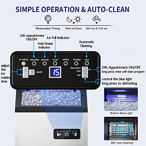 Commercial Ice Maker Machine 120Lbs (Clear Ice Cubes - 120LBS/24H)