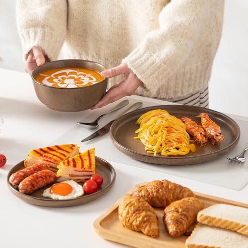 Plates and Bowls Sets (Muted Brown / 24 Pcs (Service for 8))