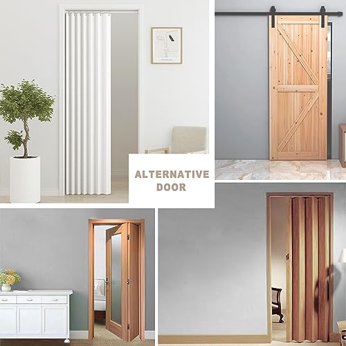 Pleated Folding Curtains for Doorway (White / 52"W x 78"L (Pack of 1))