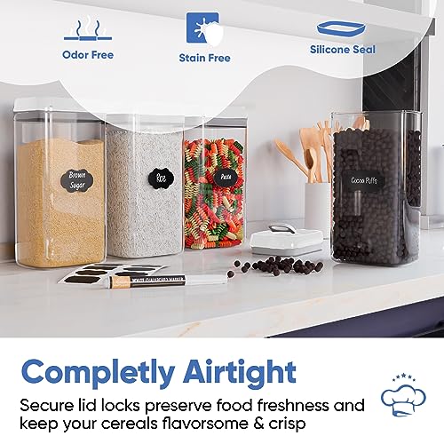 Large Airtight Food Storage Containers with White Lids (Pack of 4 - 3.2L (White))
