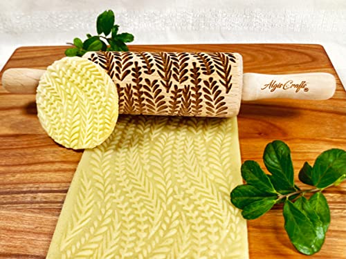 FLORAL 3 Small Textured Rolling Pin Set. Wooden laser engraved embossing dough roller for embossed cookies gift for Birthday