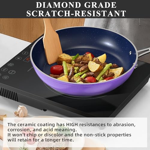 Healthy Duralon Blue Ceramic Nonstick Cookware Set (Metallic Lilac Purple / 12pc Cookware Set / Cookware Set)