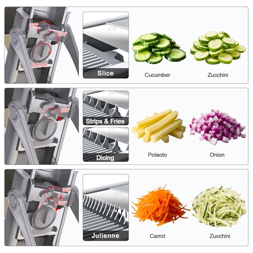 Safe Mandoline Slicer for Kitchen (3rd Gen, Gray)
