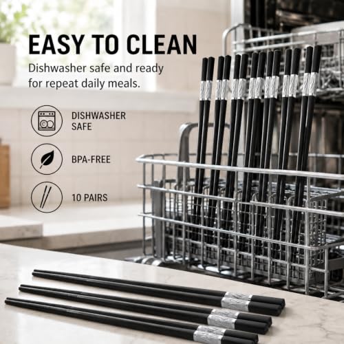 Reusable Fiberglass Chopsticks (Black + Silver)